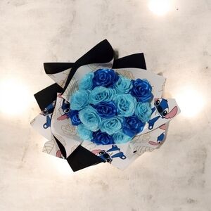 Stitch Rose Eternity  Bouquet Navy Blue /Baby Blue